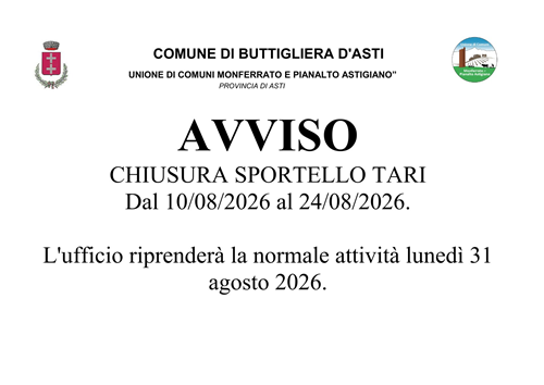Chiusura uffici tributi - Sportello TARI
