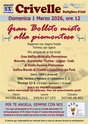 Torna l’appuntamento con la tradizione: Gran Bollito Misto a Crivelle.