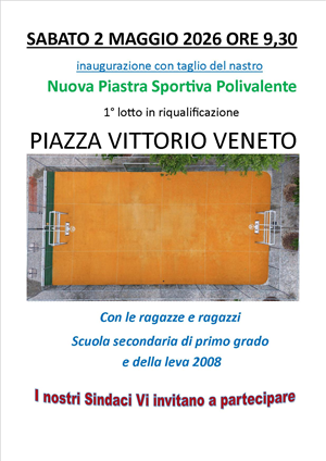 Sabato 2 Maggio: Inaugurazione della Nuova Piastra Sportiva Polivalente