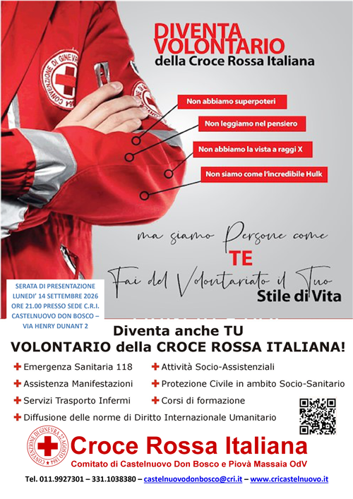 Diventa anche tu Volontario della Croce Rossa Italiana! - Serata di presentazione 14/09/2026